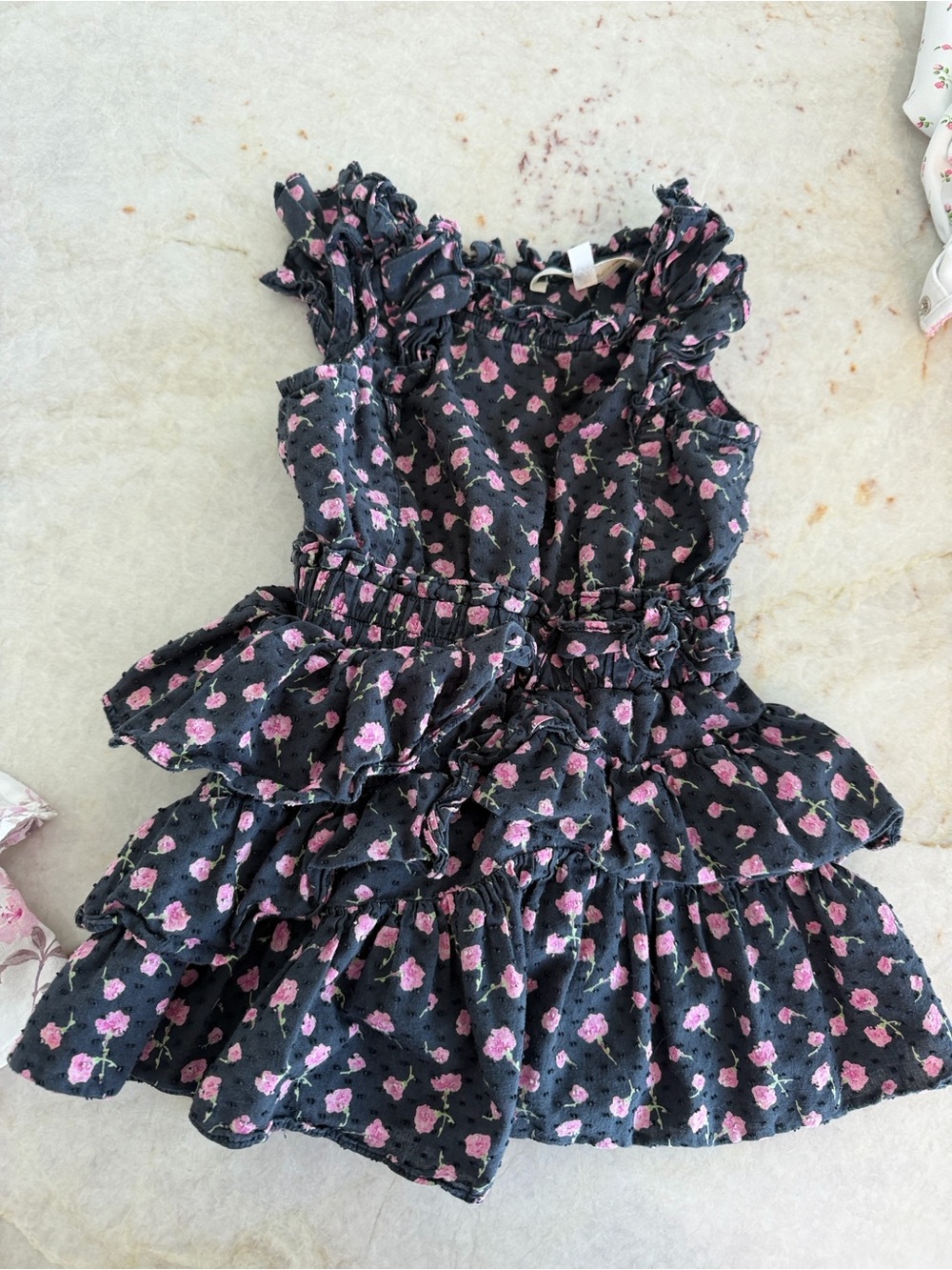 Loveshack fancy 2-3T Nacy Floral Ruffle Tiered Dress - Pink Flower Print
